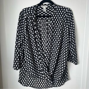 Women’s White House Black Market Twist Front Wrap Pullover Top Career Size 12